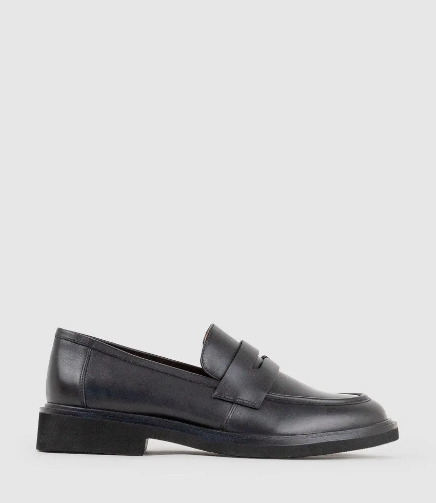 GALIA Loafer with Keeper in Black Calf sold by Edward Meller
