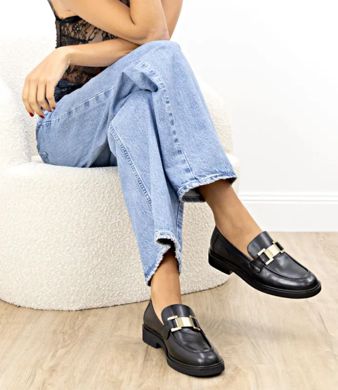 GYRO Loafer with Trim in Black Calf sold by Edward Meller