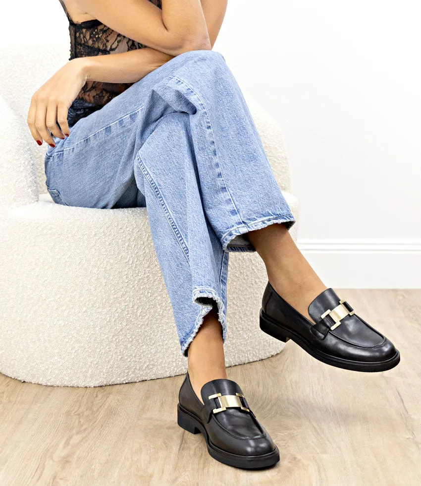 GYRO Loafer with Trim in Black Calf sold by Edward Meller