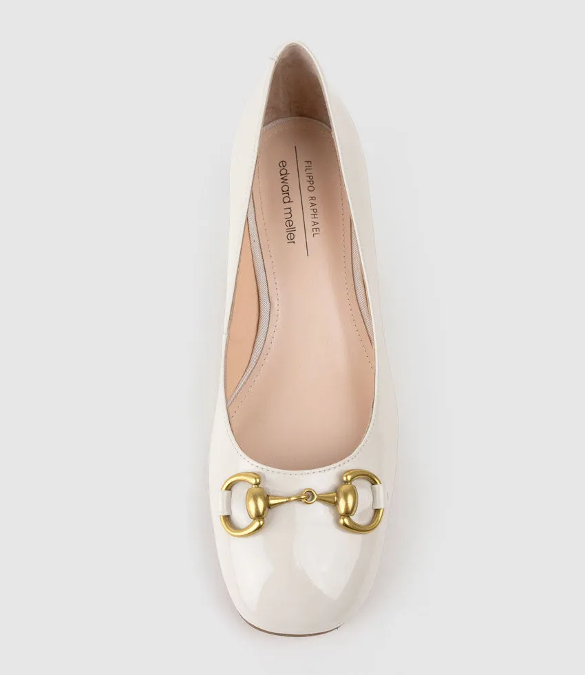CHERISH45 Pump with Trim in Bone Patent sold by Edward Meller product image thumbnail 4