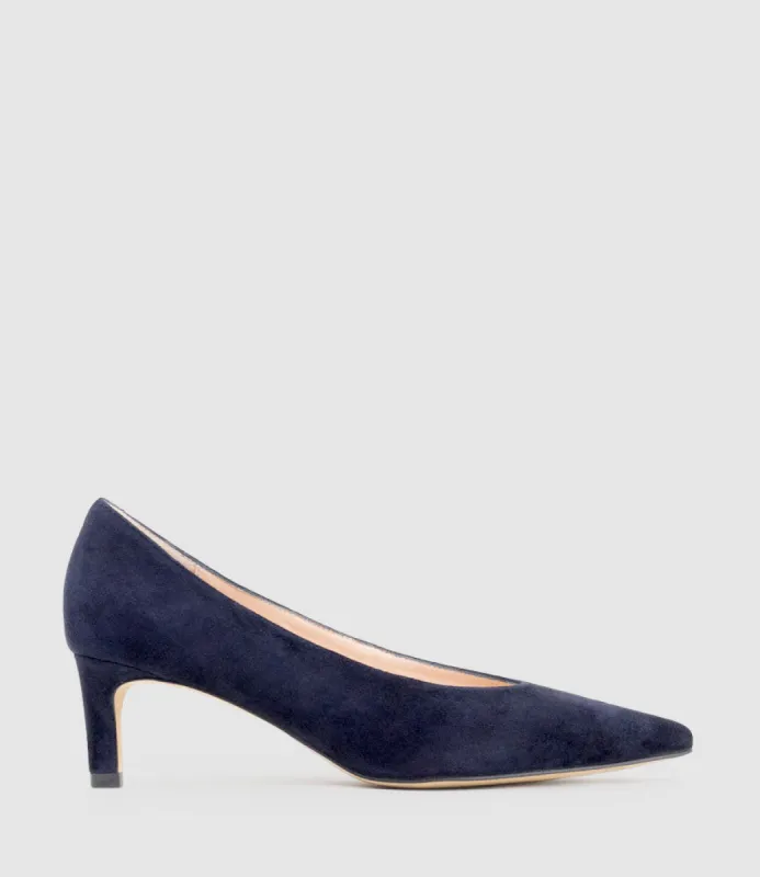 COSETTE55 Choked Up Pump in Navy Suede sold by Edward Meller