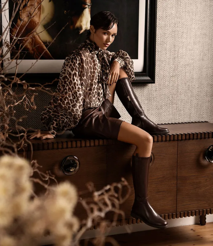 VEROS Knee High Boot in Brown Calf sold by Edward Meller