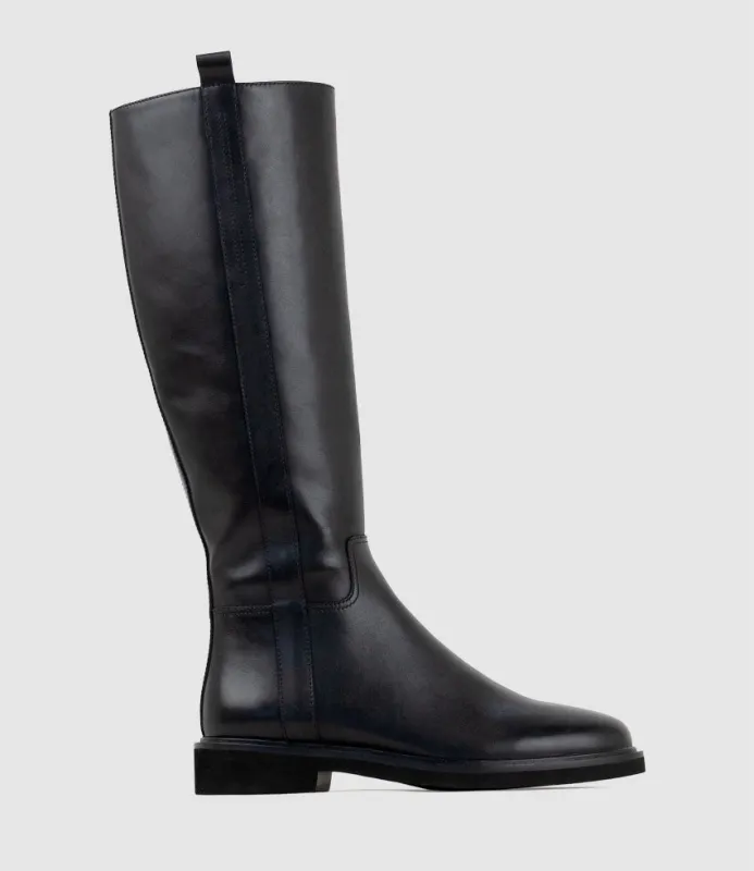 VEROS Knee High Boot in Black Calf sold by Edward Meller