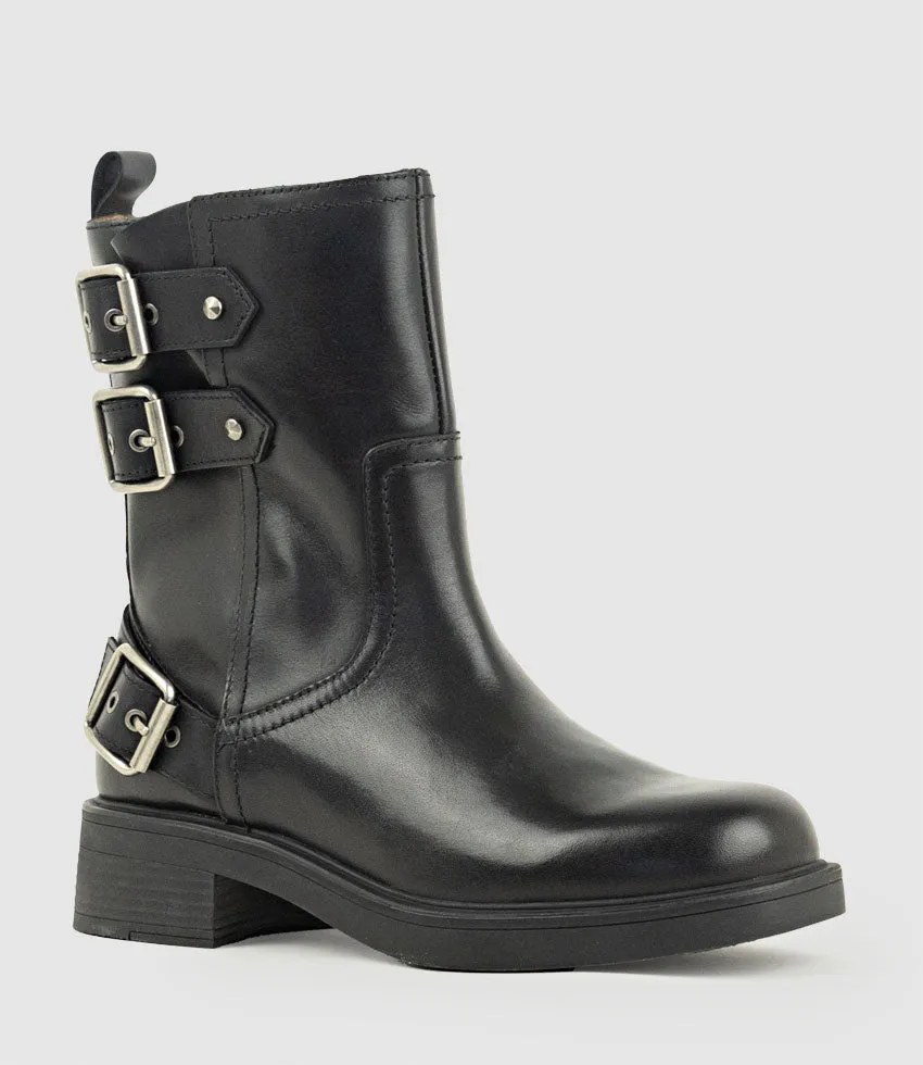 WHITLEY Ankle Boot with Three Buckles in Black Calf sold by Edward Meller product image thumbnail 3