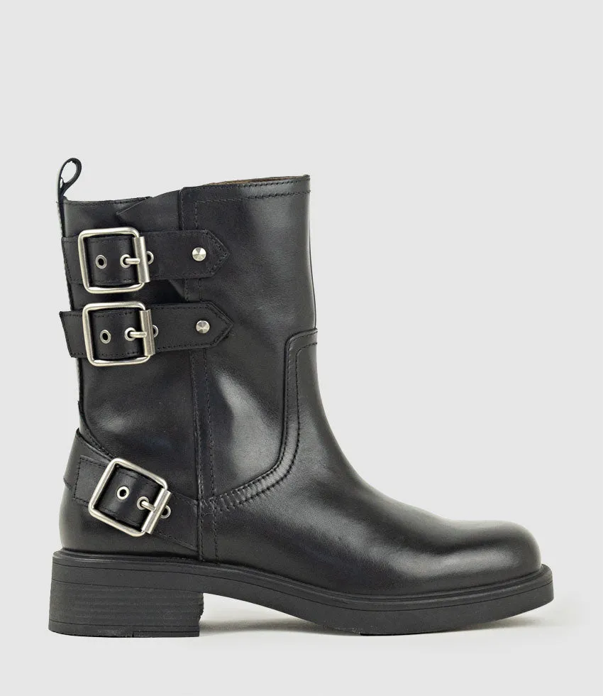 WHITLEY Ankle Boot with Three Buckles in Black Calf sold by Edward Meller product image thumbnail 2