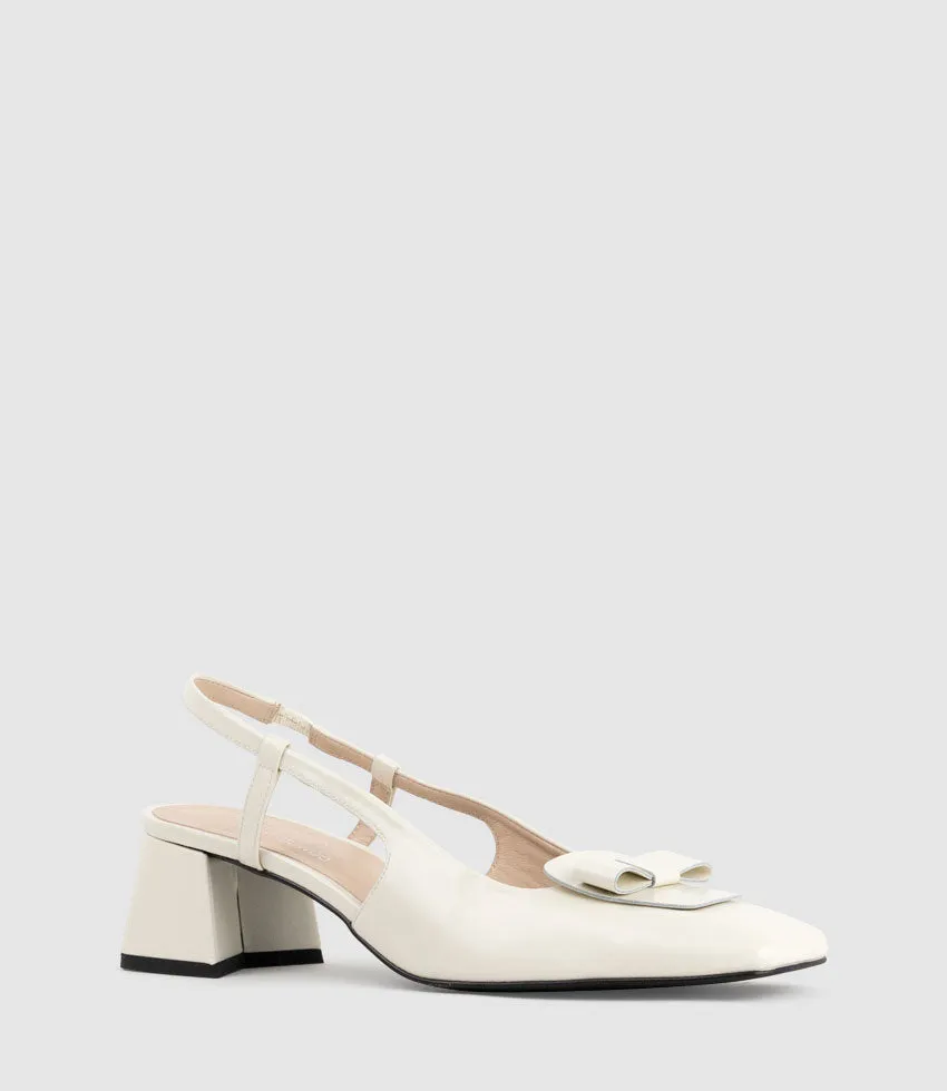 DINA45 Slingback Pump with Bow in Offwhite High Shine sold by Edward Meller product image thumbnail 3