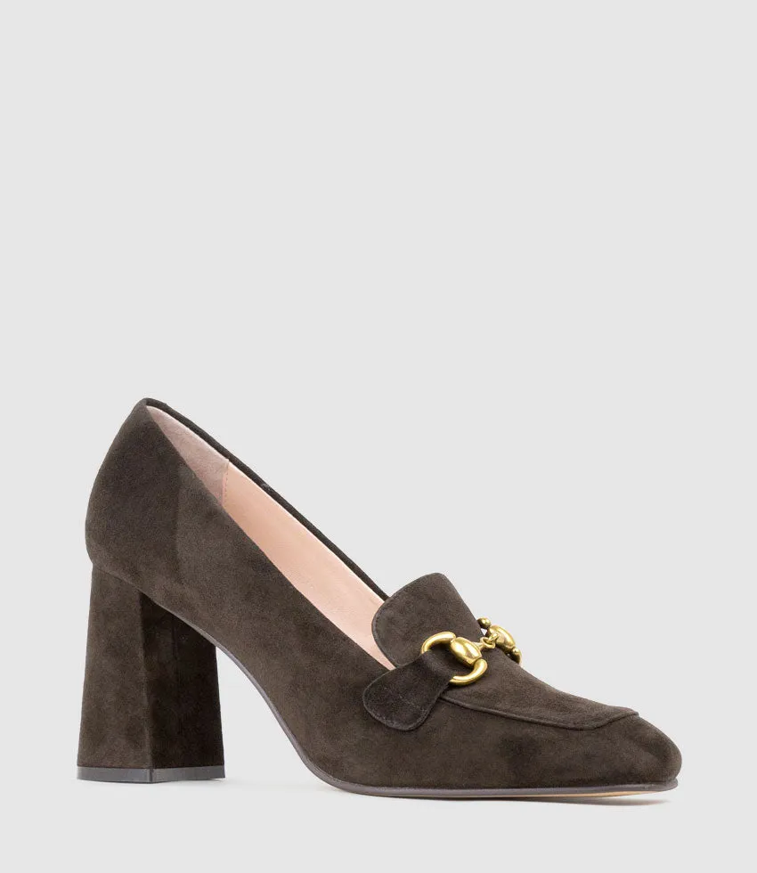 HADLEY85 Heeled Loafer in Chocolate Suede sold by Edward Meller product image thumbnail 3