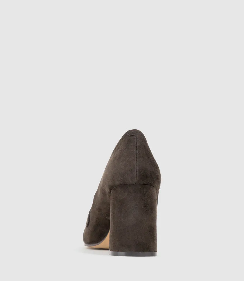 HADLEY85 Heeled Loafer in Chocolate Suede sold by Edward Meller product image thumbnail 5