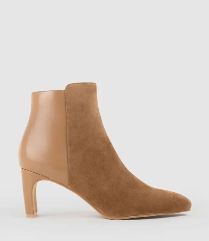 ZAYNE70 Half and Half Ankle Boot in Tawny Suede Combo made by Edward Meller