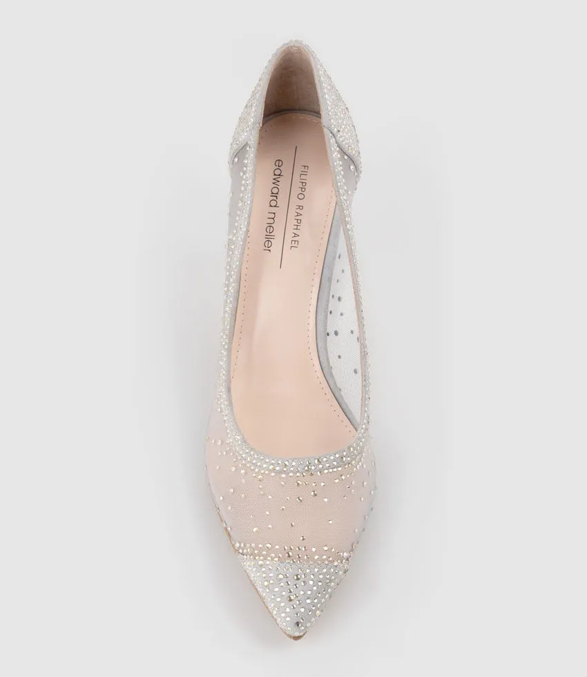 AZRA85 Crystal Mesh Pump in Silver Suede sold by Edward Meller product image thumbnail 4