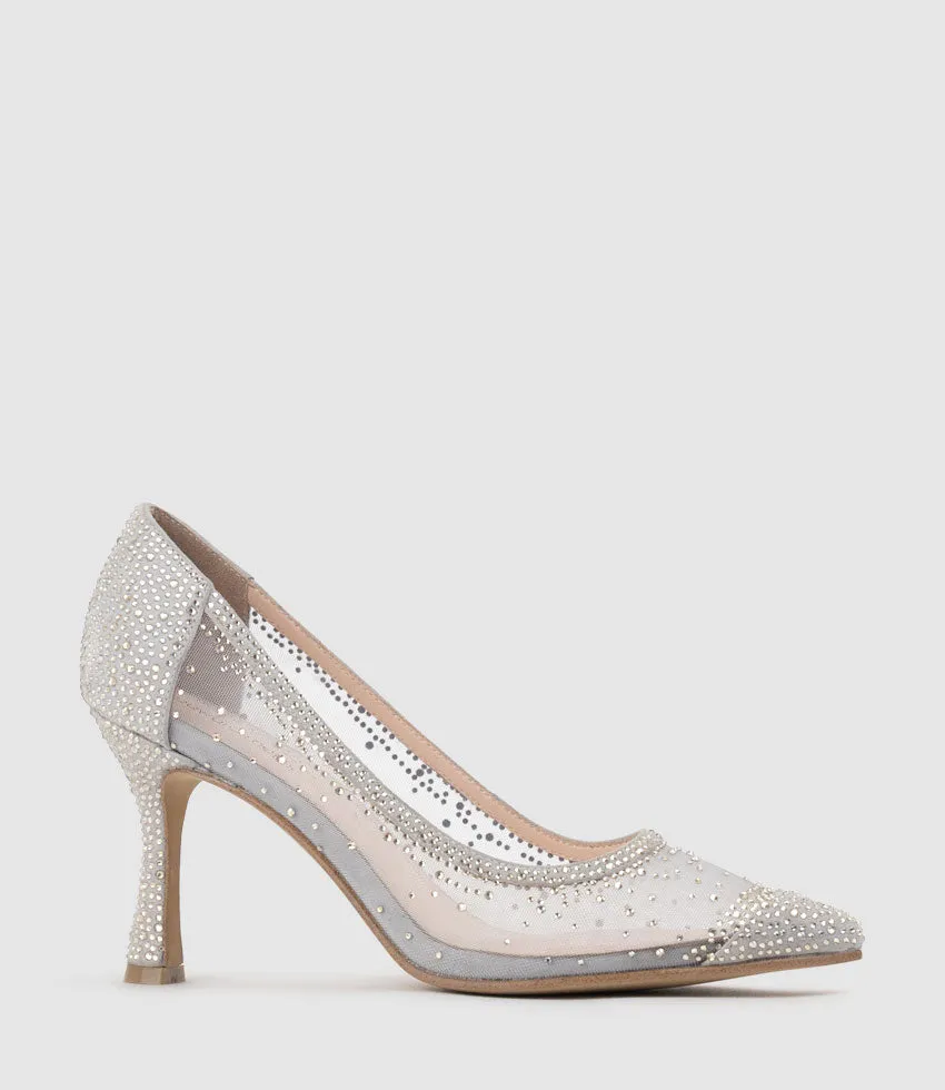 AZRA85 Crystal Mesh Pump in Silver Suede sold by Edward Meller product image thumbnail 2
