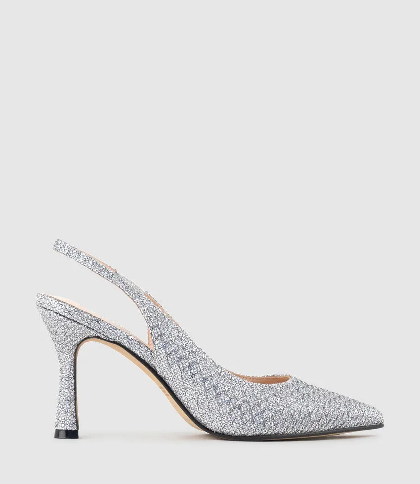 ARILLA85 Slingback Pump in Silver Metallic Fabric sold by Edward Meller