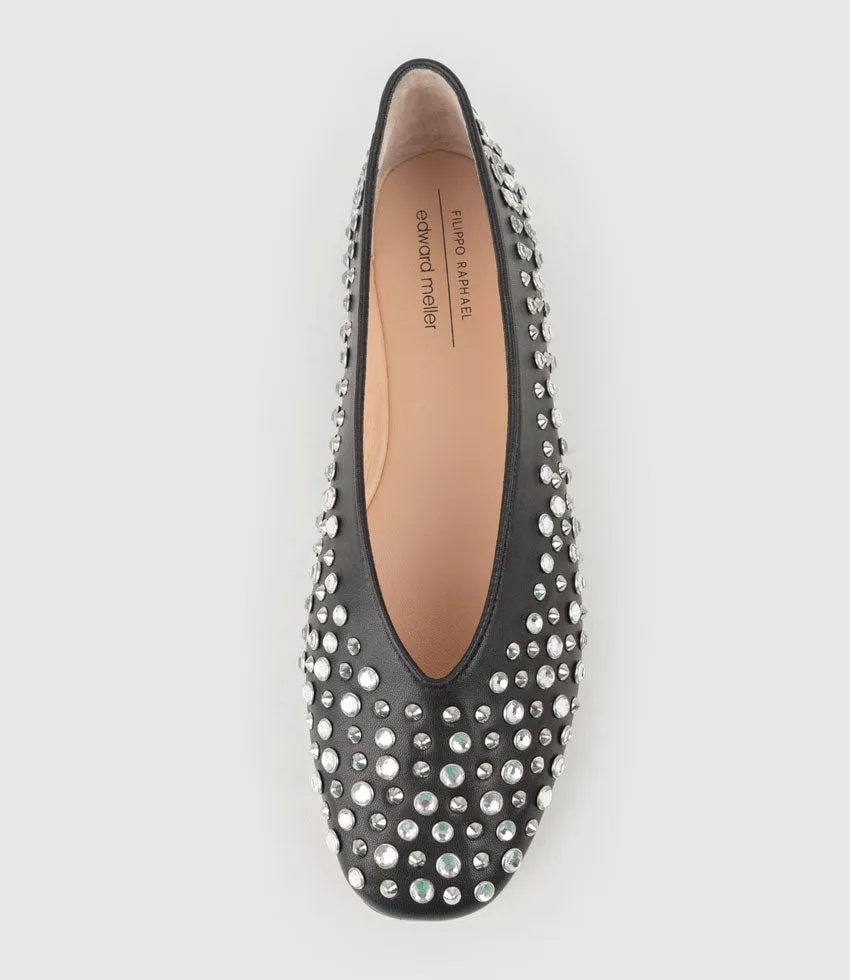 FREYA Stone and Stud Ballet in Black sold by Edward Meller product image thumbnail 4