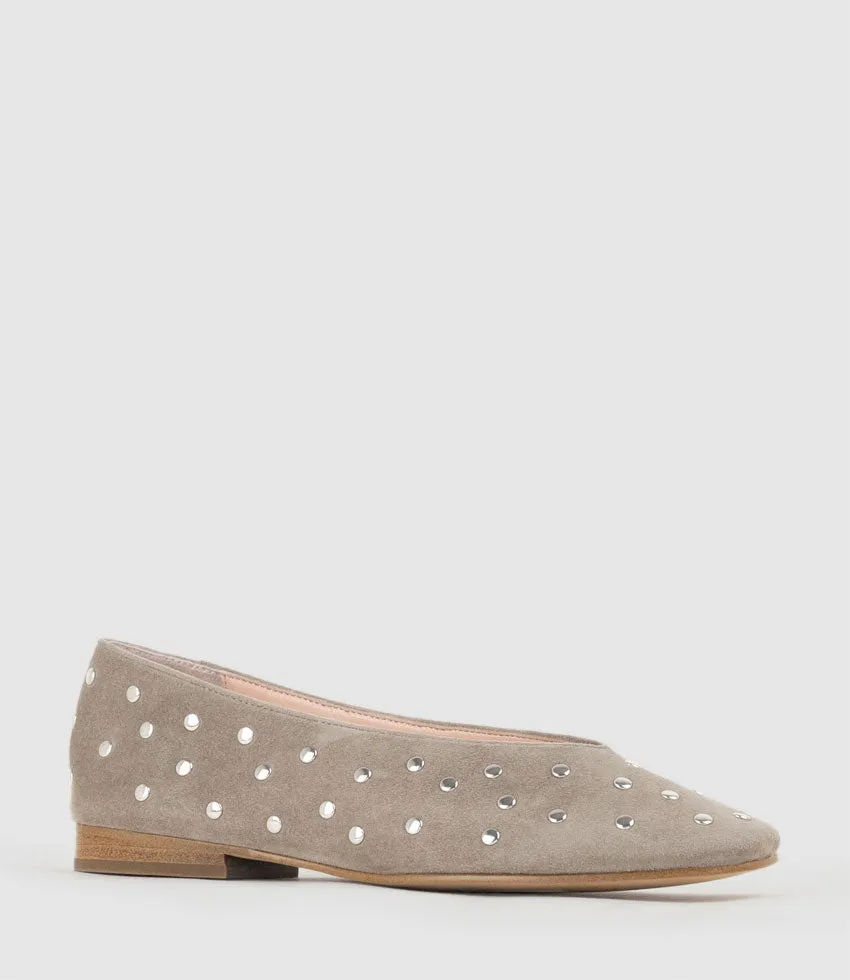 FALDA Studded Ballet in Taupe Suede sold by Edward Meller product image thumbnail 2