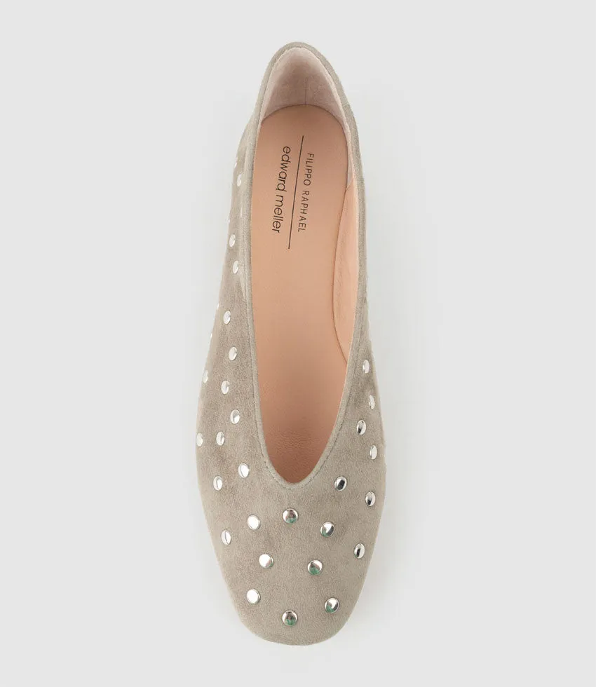 FALDA Studded Ballet in Taupe Suede sold by Edward Meller product image thumbnail 4