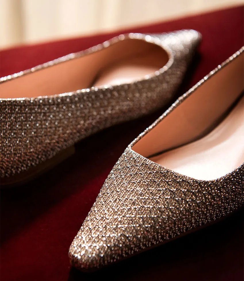 ELVY Chiselled Flat Pump in Copper Metallic Fabric sold by Edward Meller product image thumbnail 2