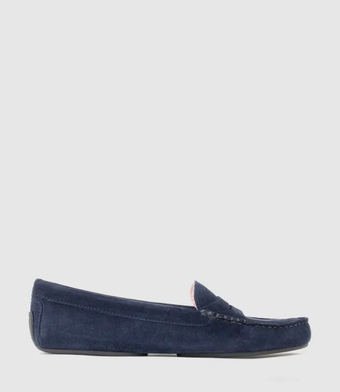 GAMET Loafer with Stitching in Navy Suede sold by Edward Meller