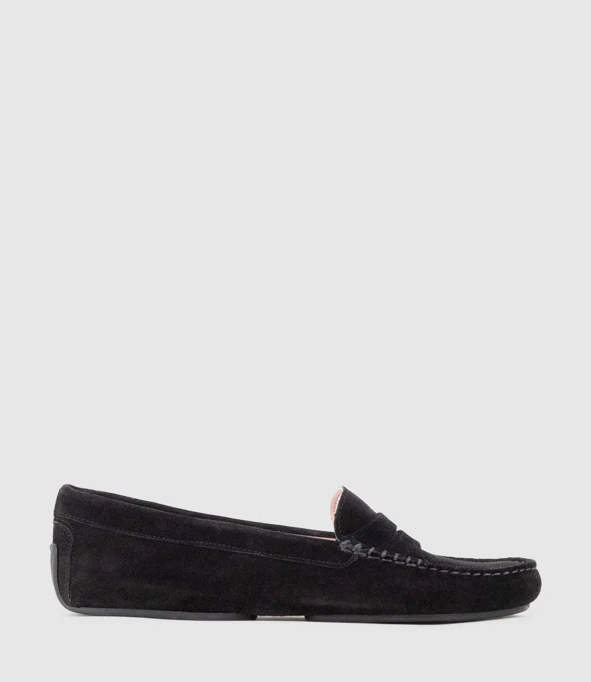 GAMET Loafer with Stitching in Black Suede sold by Edward Meller