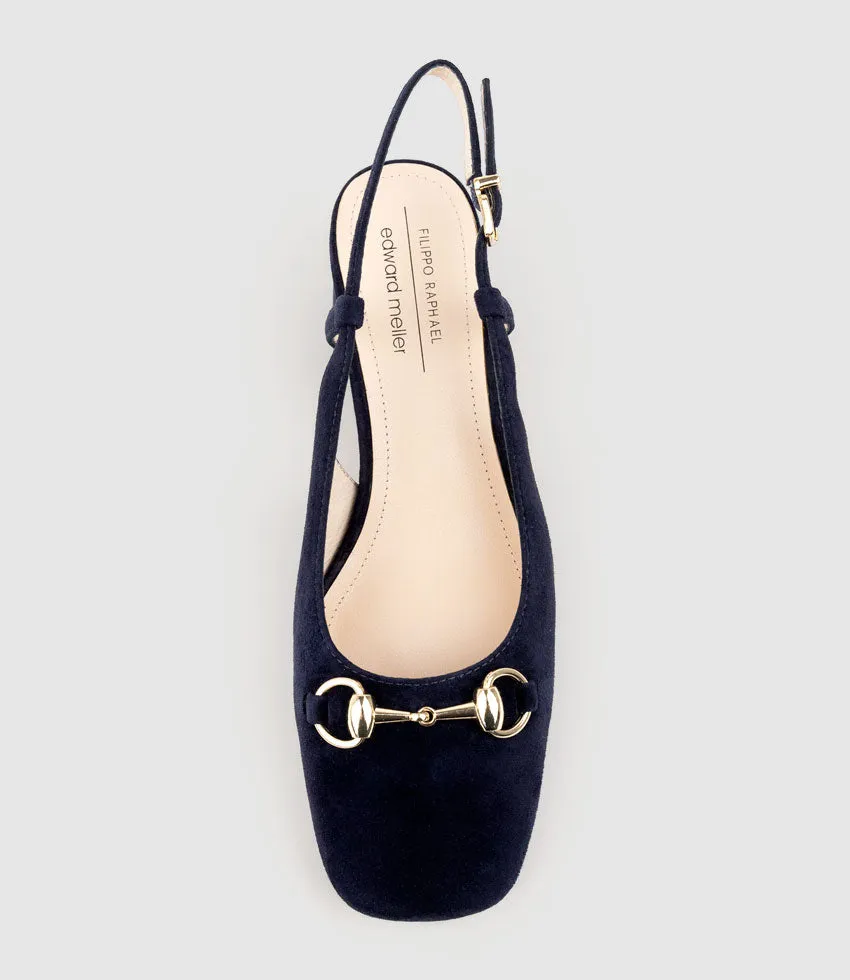 CLEMENTINE45 Closed Toe Sling with Hardware in Navy Suede sold by Edward Meller product image thumbnail 4