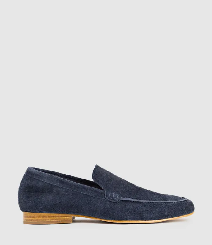 HALT Stitched Loafer in Navy Suede sold by Edward Meller