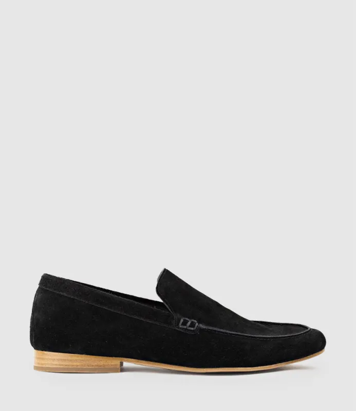 HALT Stitched Loafer in Black Suede sold by Edward Meller