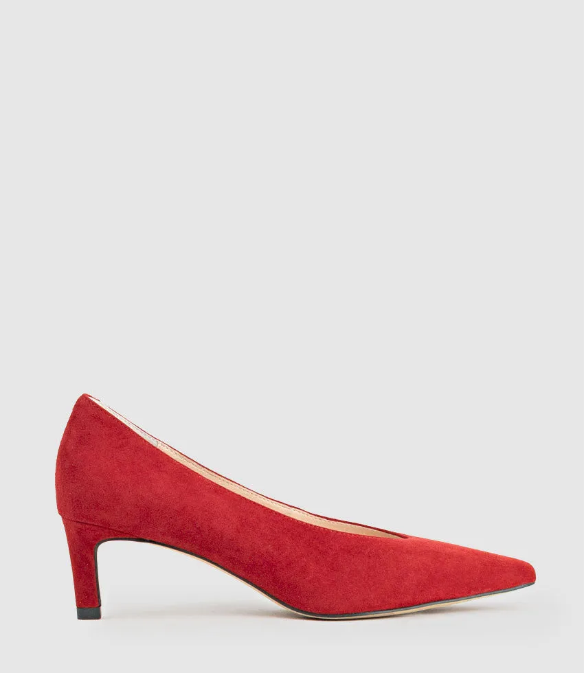 COSETTE55 Choked Up Pump in Cherry Suede sold by Edward Meller
