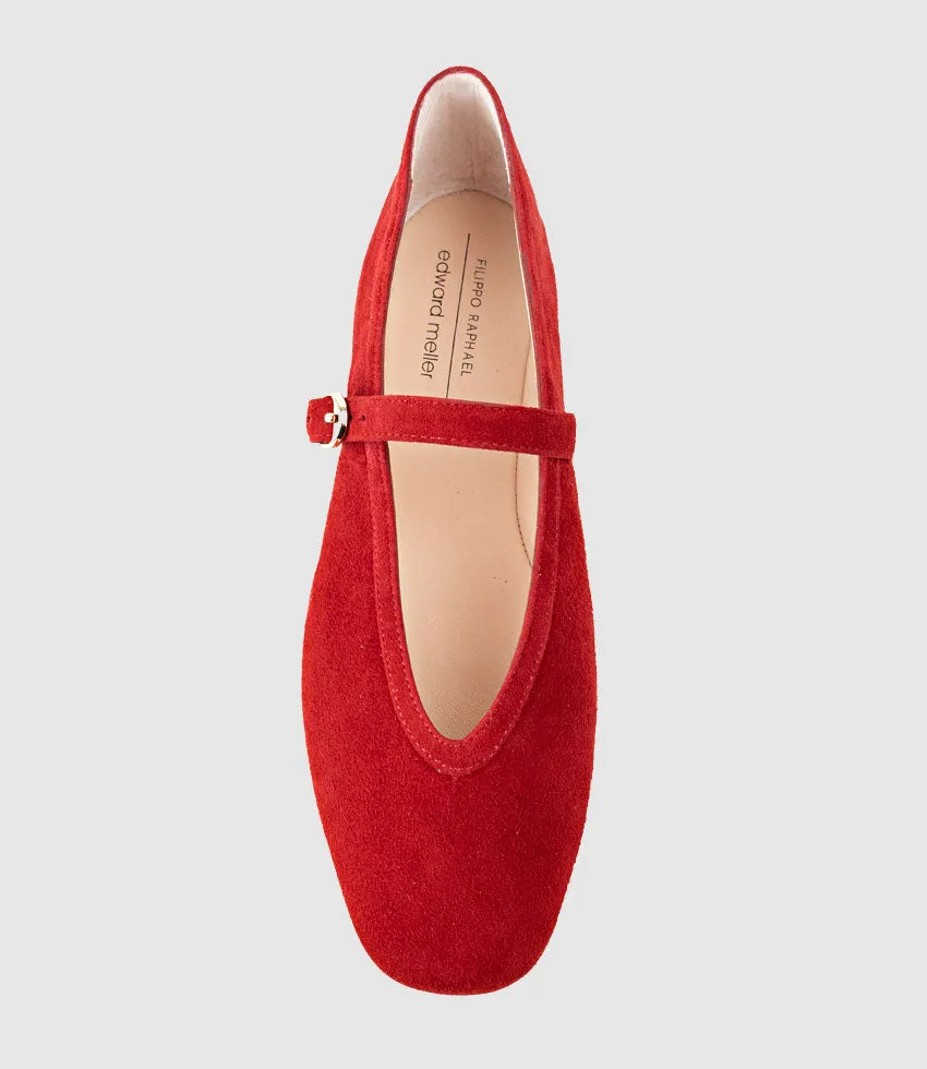 FLAVIA Choked Up Ballet with Strap in Cherry Suede sold by Edward Meller product image thumbnail 4