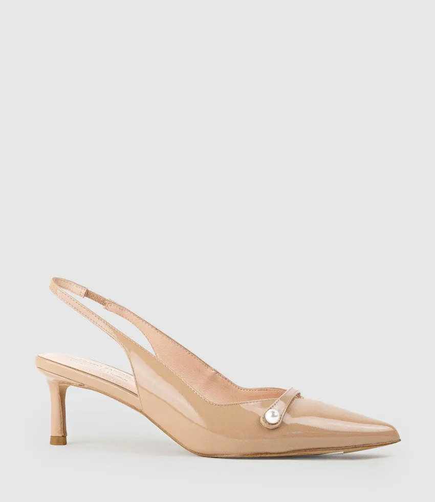 DIVINE55 Slingback Pump with Pearl in Nude Patent sold by Edward Meller product image thumbnail 2