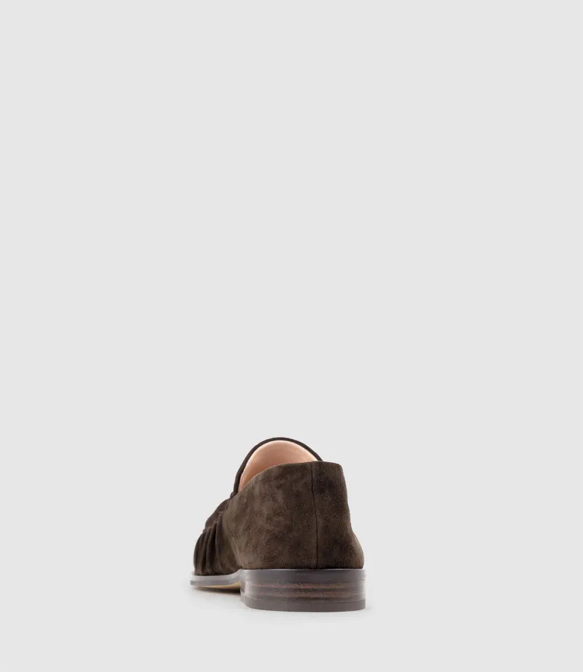 HAVEN Ruched Loafer in Chocolate Suede sold by Edward Meller product image thumbnail 3