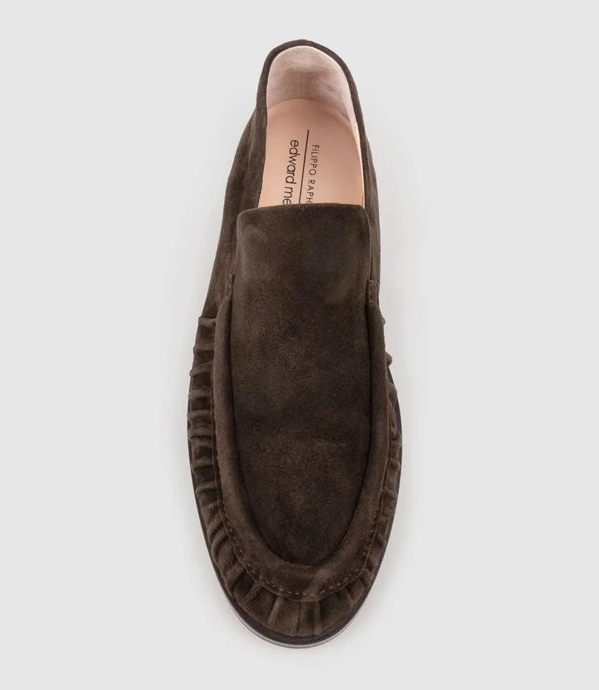 HAVEN Ruched Loafer in Chocolate Suede sold by Edward Meller product image thumbnail 4