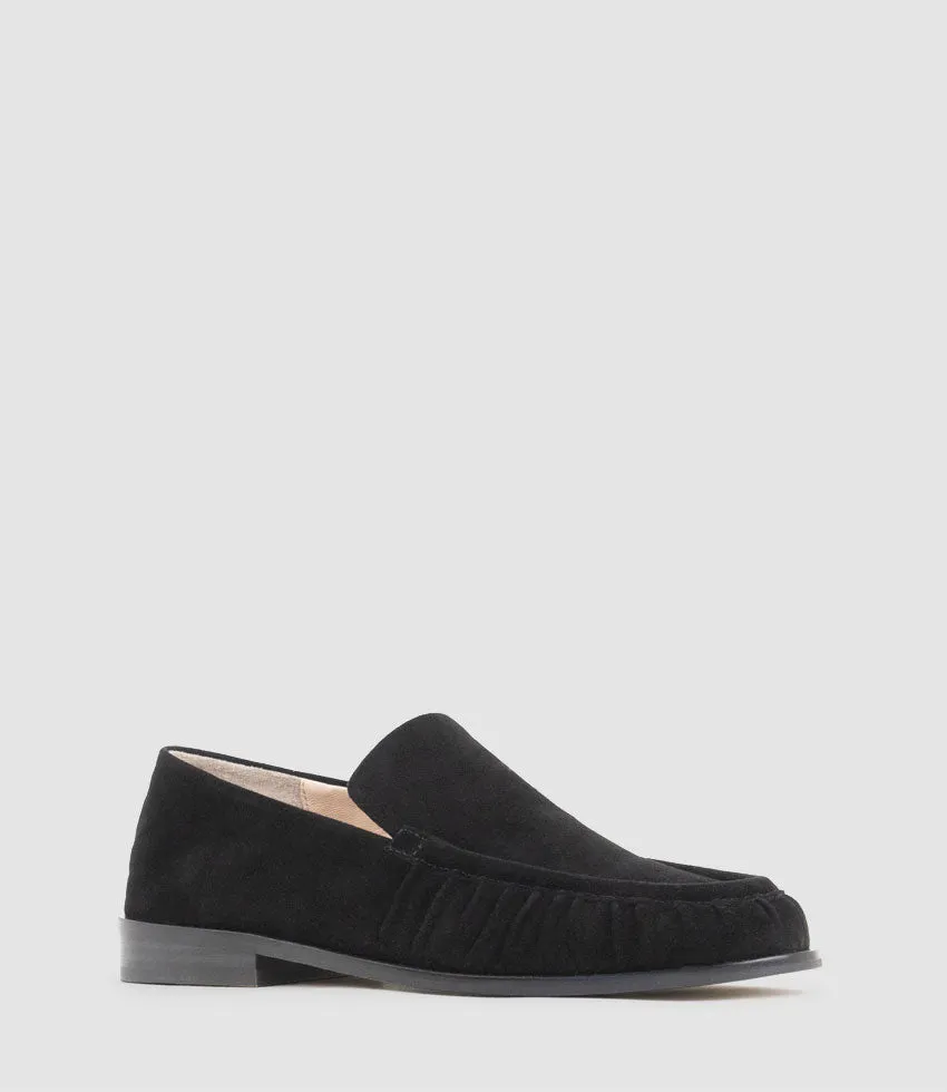 HAVEN Ruched Loafer in Black Suede sold by Edward Meller product image thumbnail 2