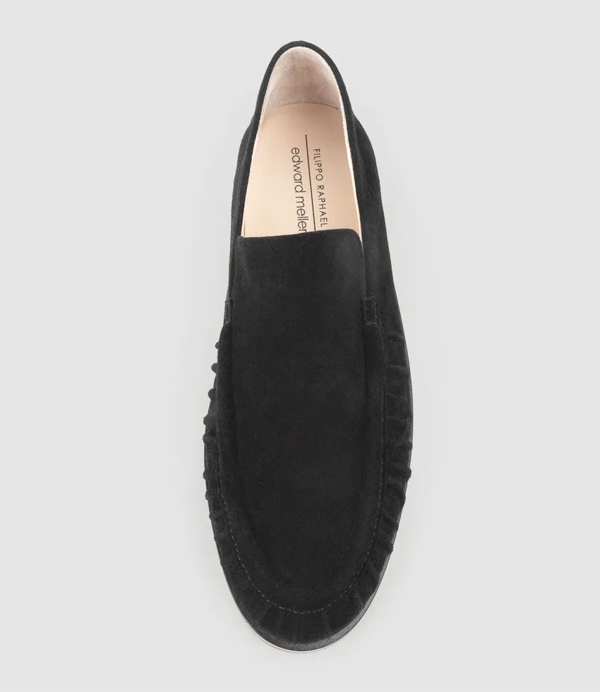 HAVEN Ruched Loafer in Black Suede sold by Edward Meller product image thumbnail 4