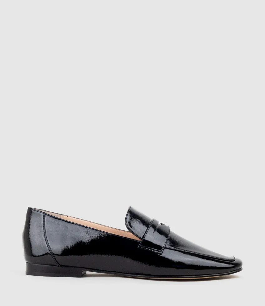 FAXON Loafer in Black Crinkle Patent sold by Edward Meller