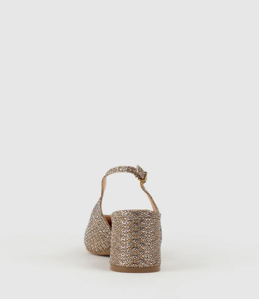 BARI55 Block Heel Slingback Pump in Copper Metallic Fabric sold by Edward Meller product image thumbnail 3