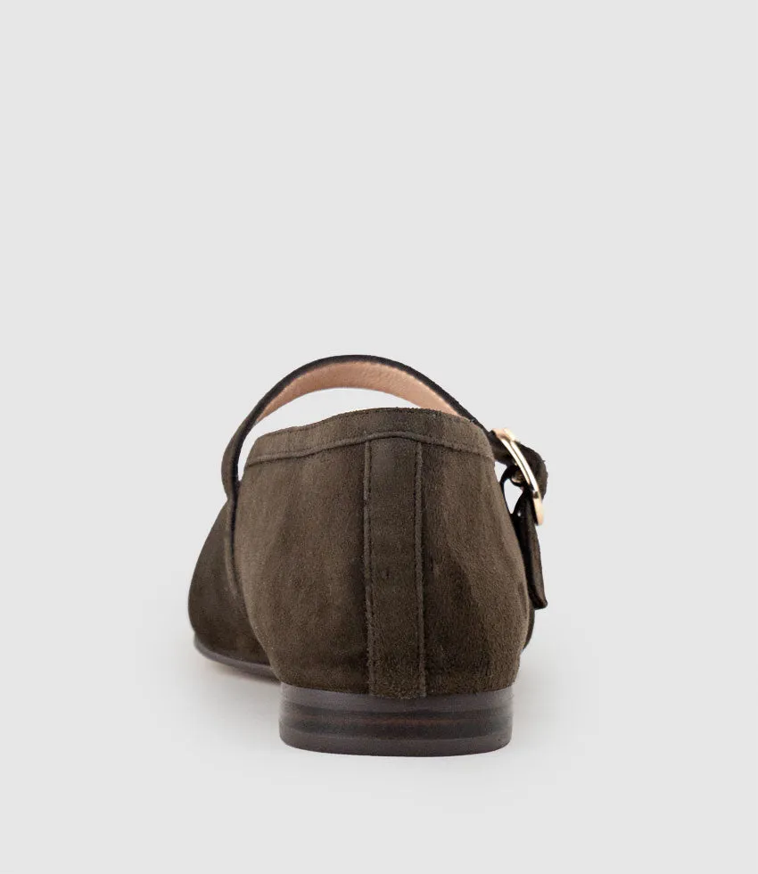 FLAVIA Choked Up Ballet with Strap in Chocolate Suede sold by Edward Meller product image thumbnail 3