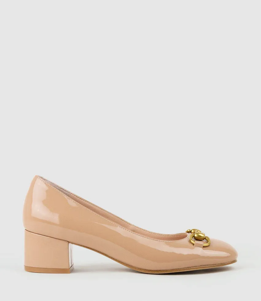 CHERISH45 Pump with Trim in Nude Patent sold by Edward Meller
