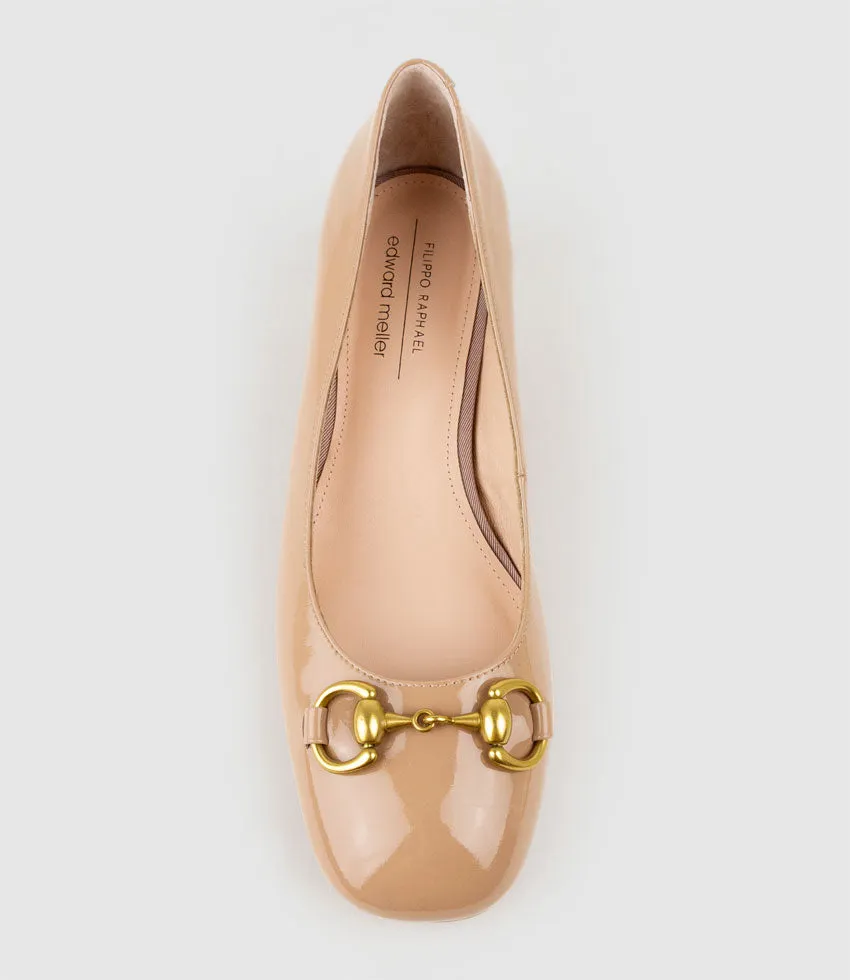 CHERISH45 Pump with Trim in Nude Patent sold by Edward Meller product image thumbnail 4