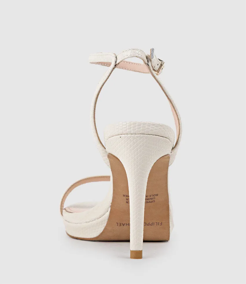 WHISPER90 Single Strap Platform Sandal in Offwhite Tejus Lizard Print sold by Edward Meller product image thumbnail 3