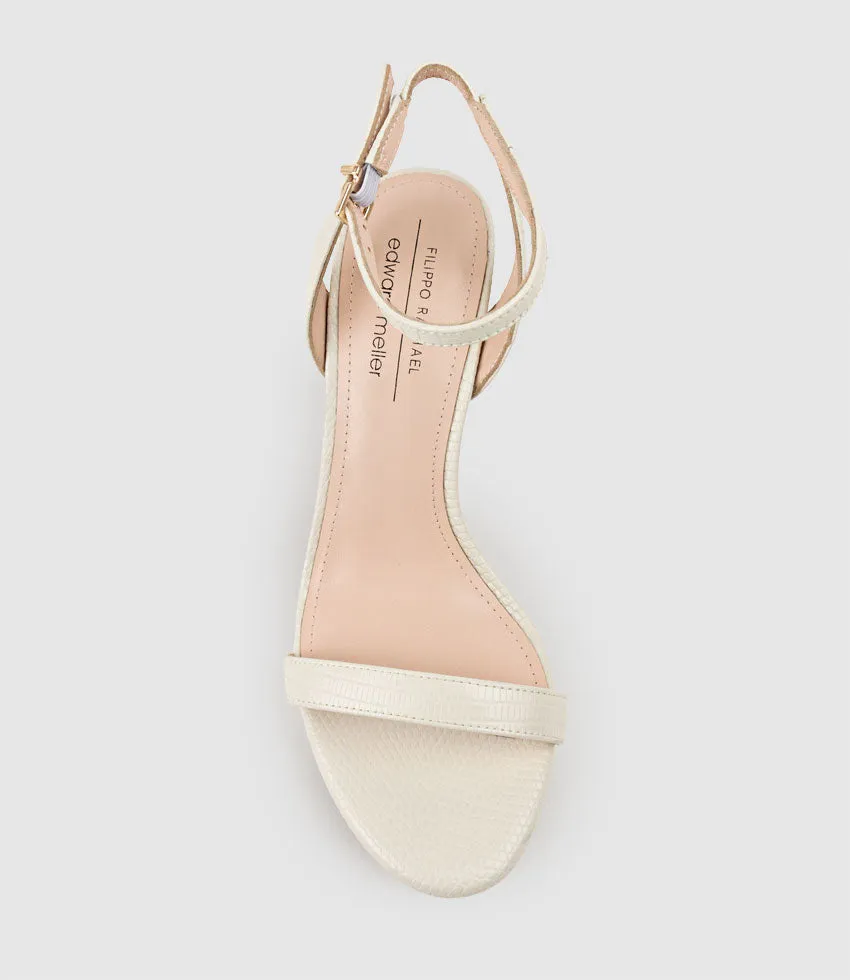 WHISPER90 Single Strap Platform Sandal in Offwhite Tejus Lizard Print sold by Edward Meller product image thumbnail 4