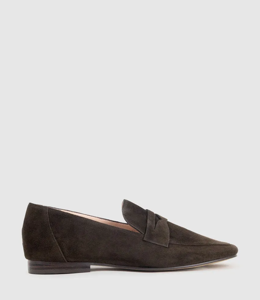 FAXON Loafer in Chocolate Suede sold by Edward Meller