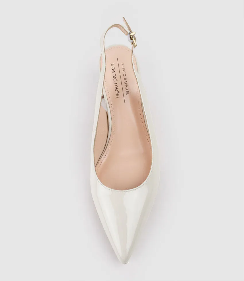 BARI55 Block Heel Slingback Pump in Offwhite Patent sold by Edward Meller product image thumbnail 4