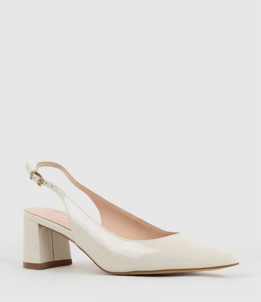 BARI55 Block Heel Slingback Pump in Offwhite Patent sold by Edward Meller product image thumbnail 2