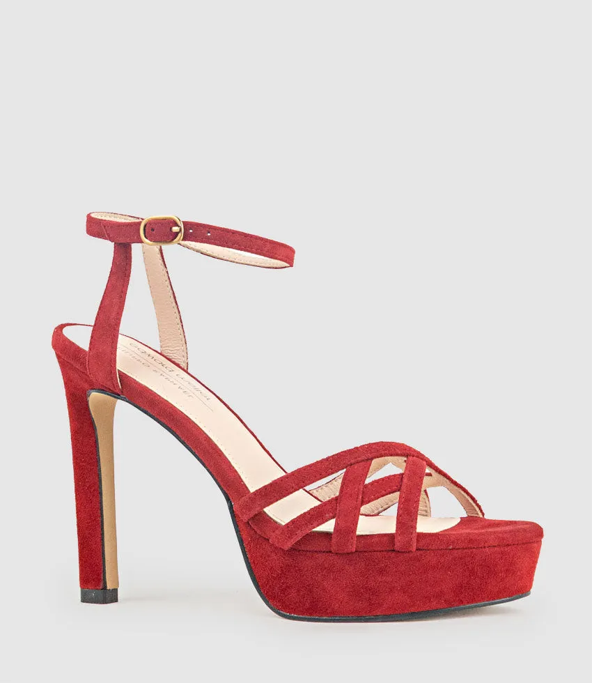 SAMI110 Lattice Front Platform Sandal in Cherry Suede sold by Edward Meller product image thumbnail 2