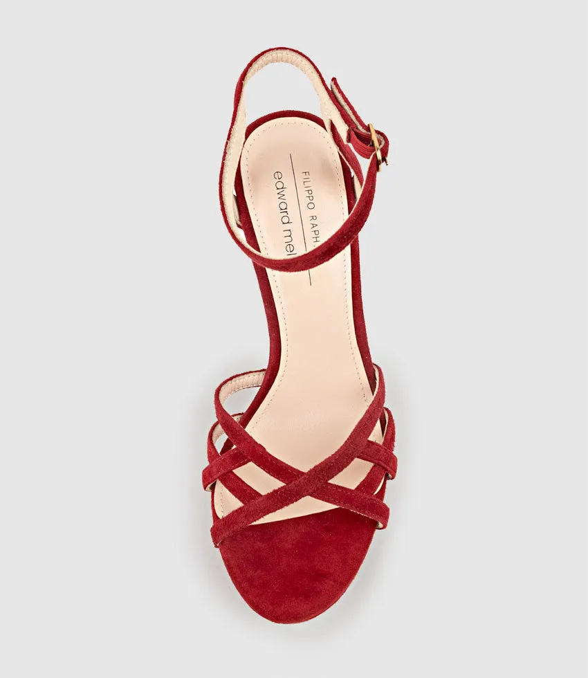 SAMI110 Lattice Front Platform Sandal in Cherry Suede sold by Edward Meller product image thumbnail 4