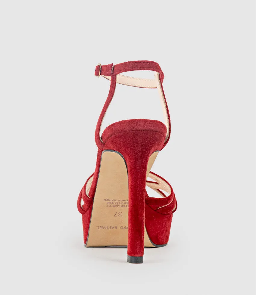 SAMI110 Lattice Front Platform Sandal in Cherry Suede sold by Edward Meller product image thumbnail 3