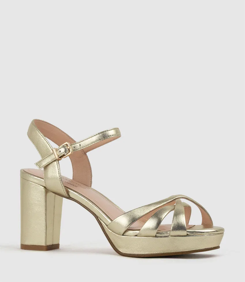 RYLIN80 Multistrap Platform Sandal in Pale Gold sold by Edward Meller product image thumbnail 3