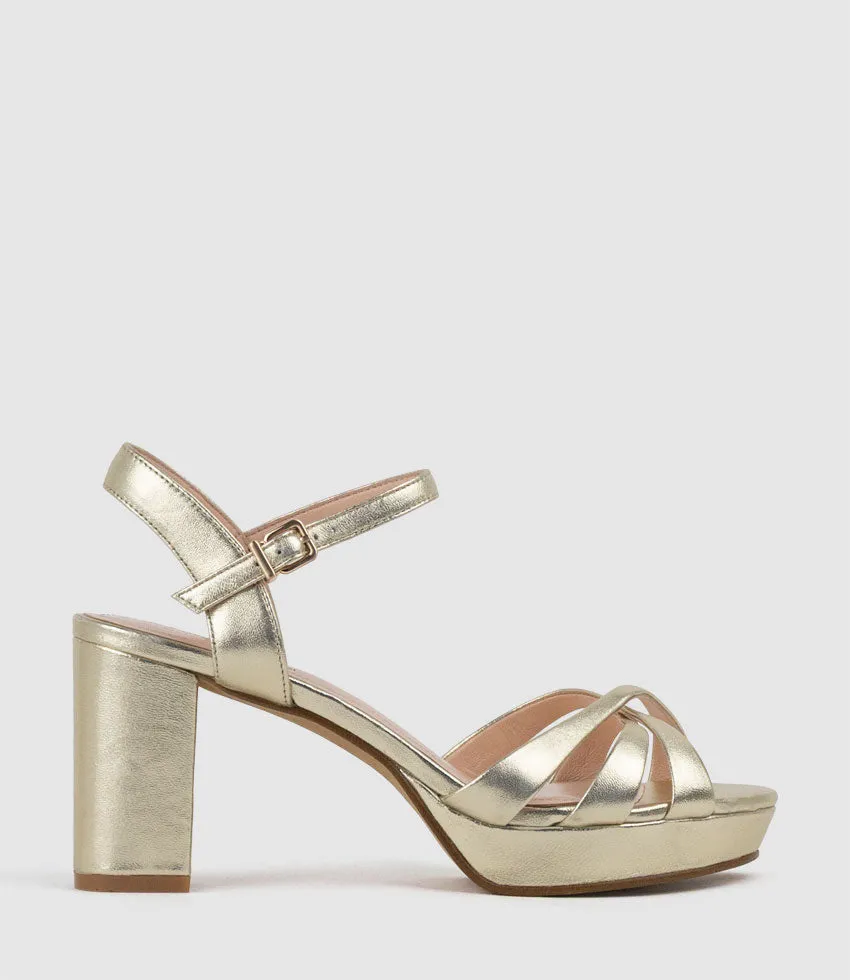 RYLIN80 Multistrap Platform Sandal in Pale Gold sold by Edward Meller product image thumbnail 2