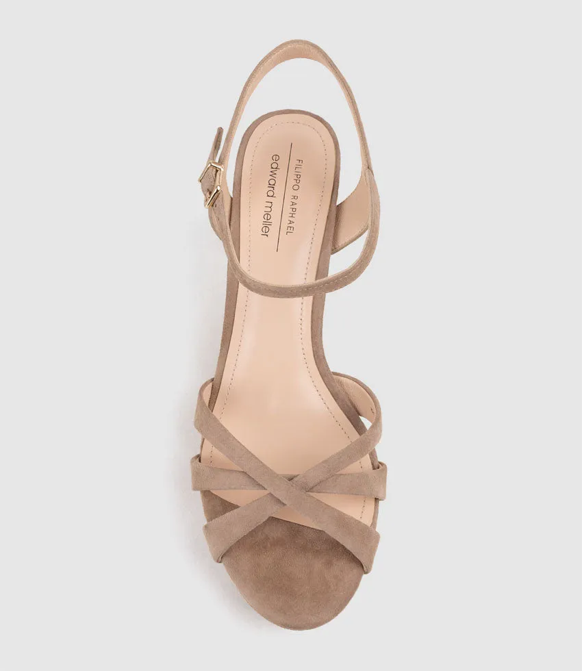 RYLIN80 Multistrap Platform Sandal in Nude Suede sold by Edward Meller product image thumbnail 4