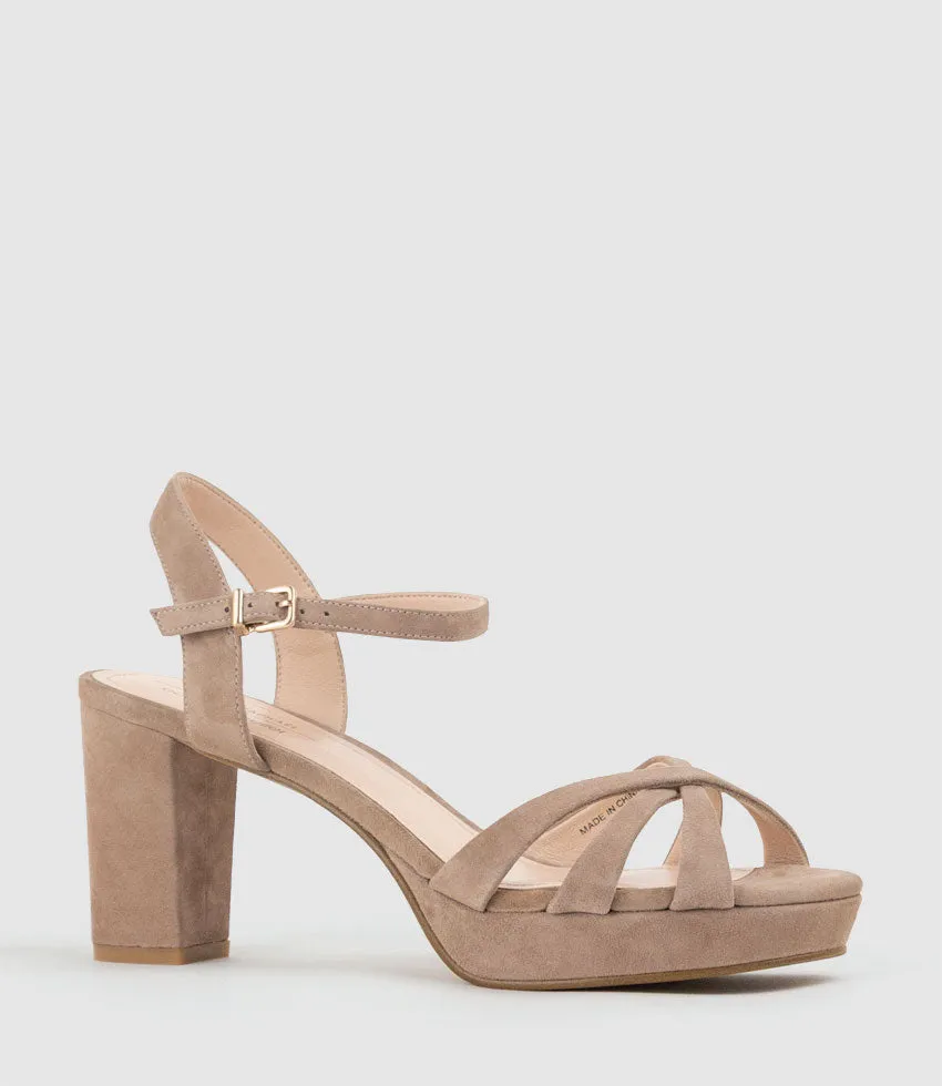 RYLIN80 Multistrap Platform Sandal in Nude Suede sold by Edward Meller product image thumbnail 2