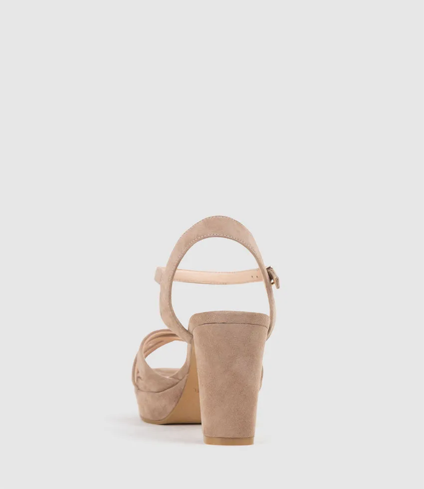 RYLIN80 Multistrap Platform Sandal in Nude Suede sold by Edward Meller product image thumbnail 3